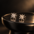 Par de brincos em formato de estrela com zircônias, um dos modelos do Trio Stella em aço inoxidável.